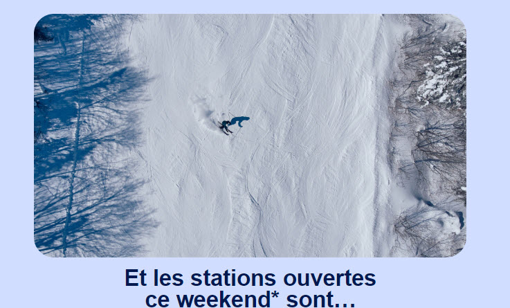 Ouverture pour ce premier week-end de décembre Ouverture pour ce premier week-end de décembre